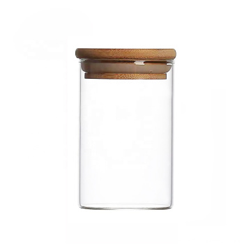 hot sell round type high borosilicate storage empty jars with bamboo lids BJ-142A